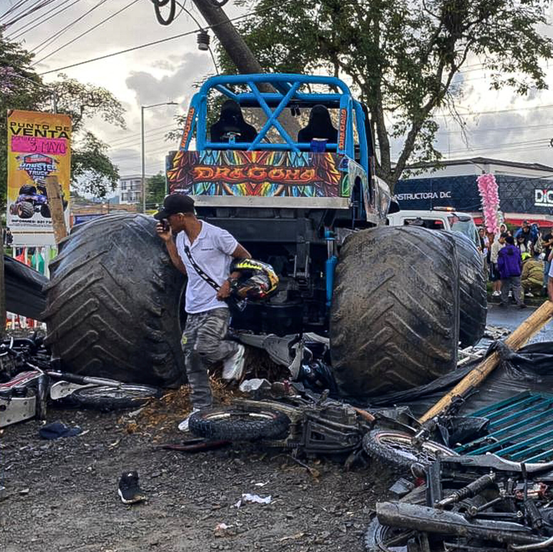 A monster truck crushed spectators during a motorsport event in Medellín, Colombia, on 3 May 2026, killing two people including a 10-year-old child and injuring dozens more.