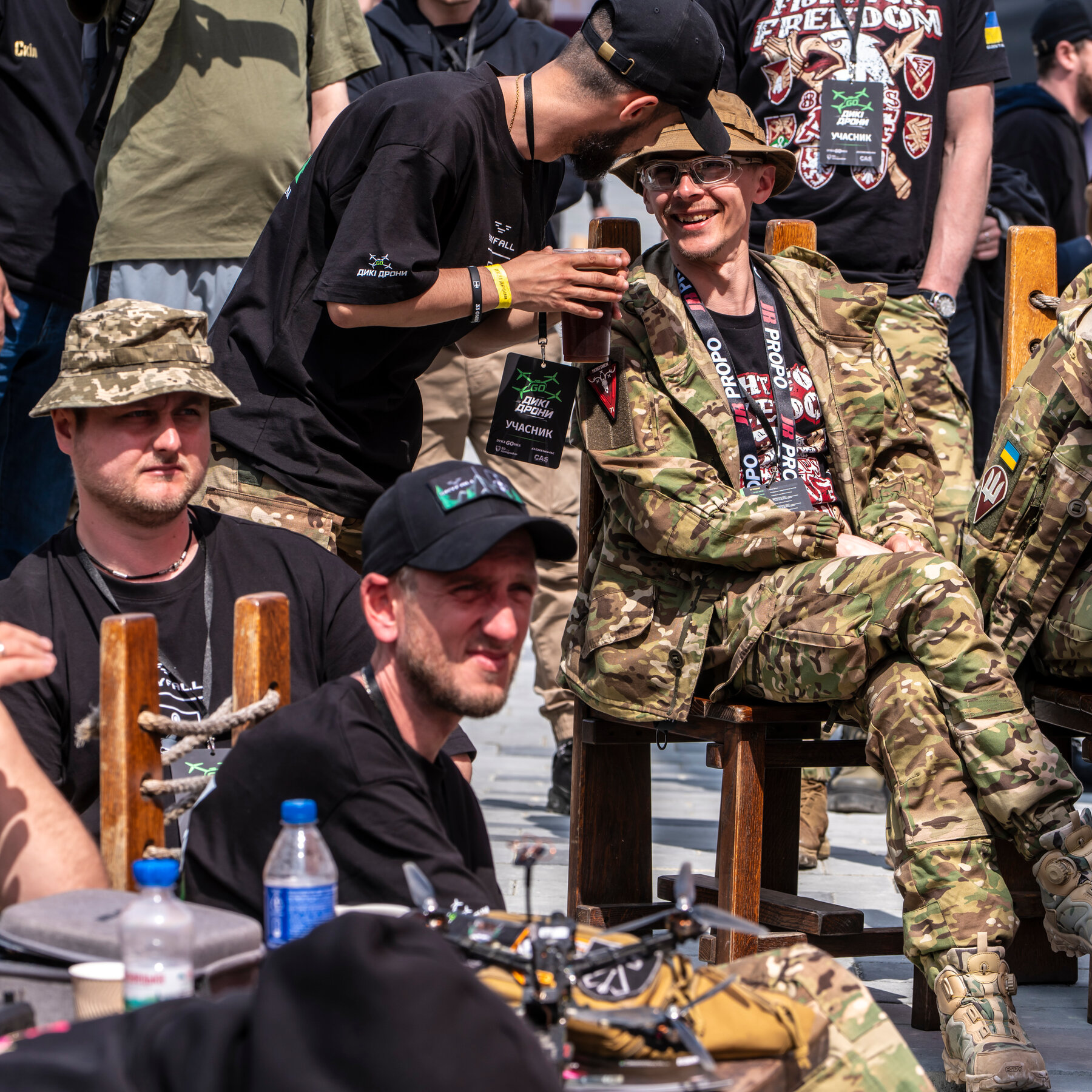 Ukrainian FPV drone operators posted footage of strikes on Russian positions on 17 May 2026.