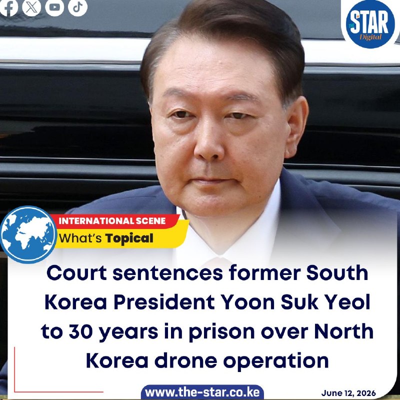 File image of former South Korean president Yoon Suk-yeol, distributed via Telegram wire services on 12 June 2026 following the Seoul Central District Court verdict.